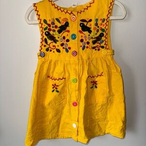 Vibrant Yellow Hand Embroidered Toddler Dress